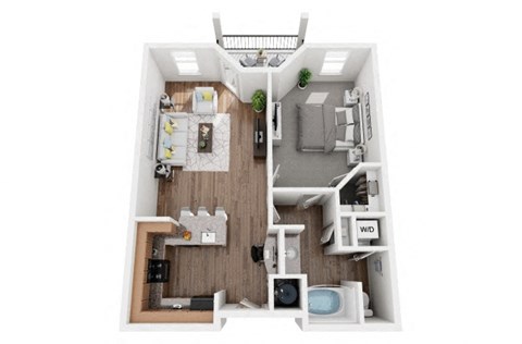 1 Bed 1 Bath 822 sf Ellis Floor Plan at Two Addison Place, Pooler, Georgia